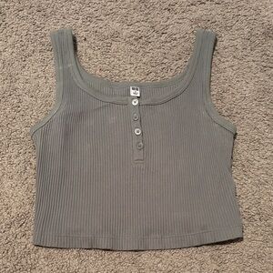 Gray Ribbed Tank Top